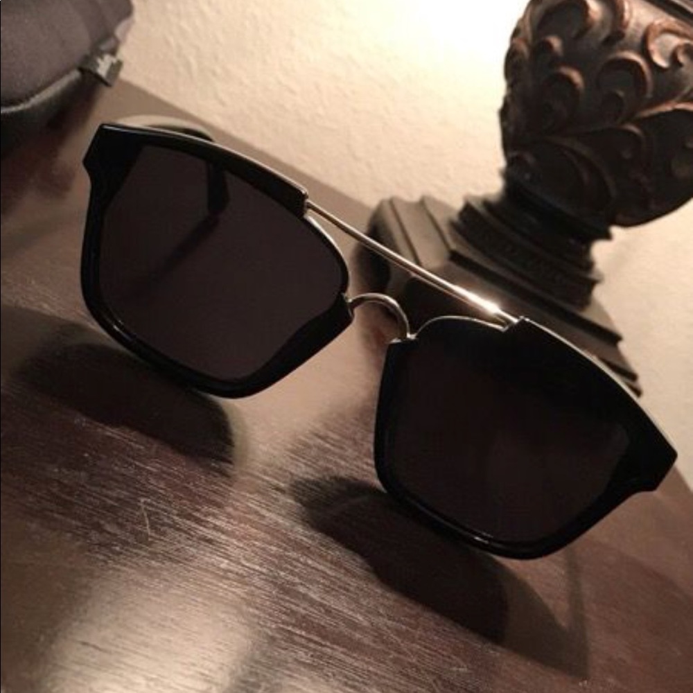 Black Silver Trim Retro Sunglasses
